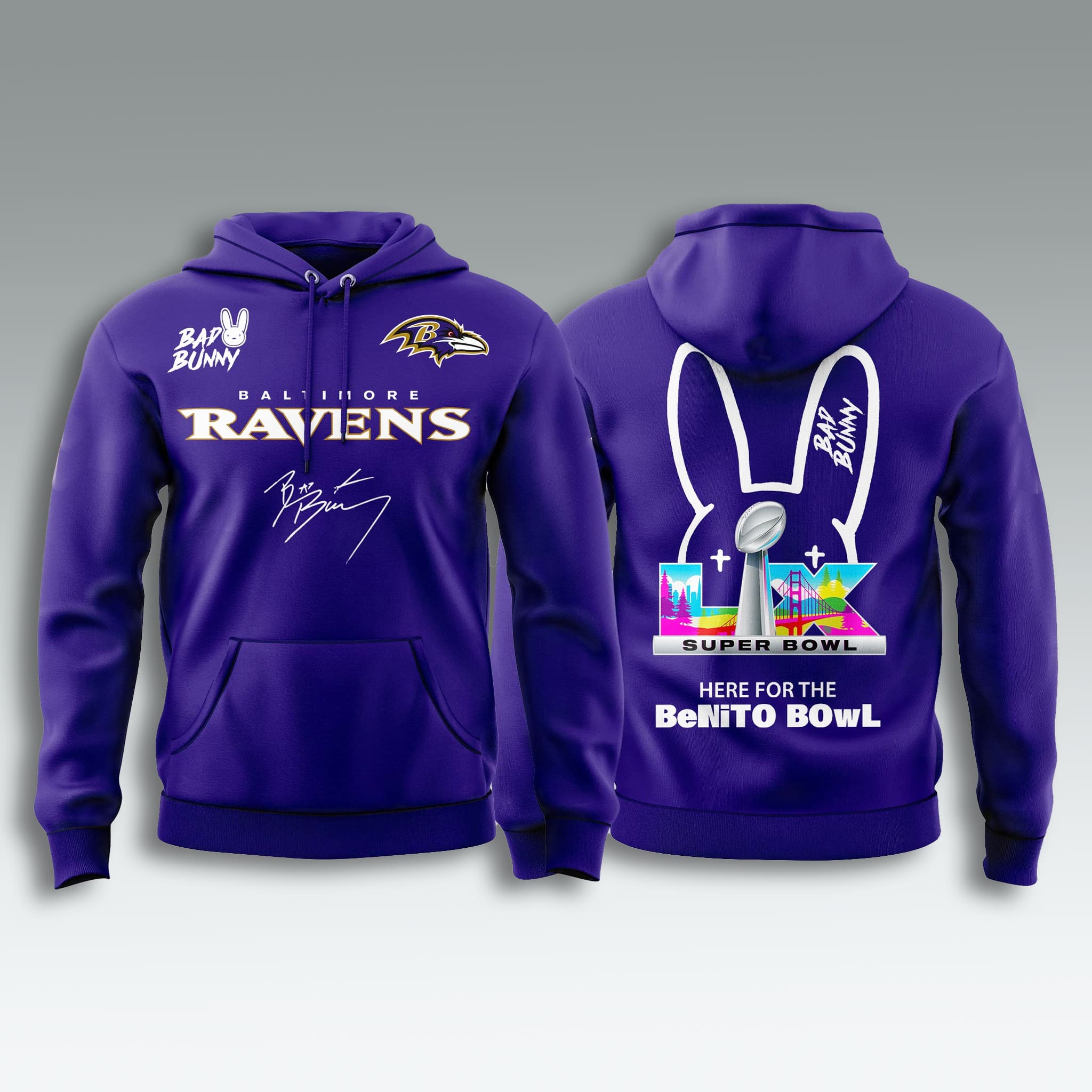 Ravens Bad Bunny SB LX 2026 Hoodie Ravens Bad Bunny SB LX 2026 Hoodie