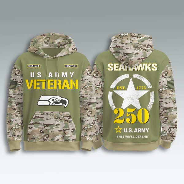 Seattle Seahawks US Army 250th Anniversary Veteran Hoodie 2