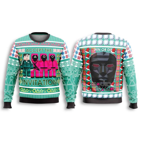 Squid Game Accept The Invitation Ugly Christmas Sweater 3