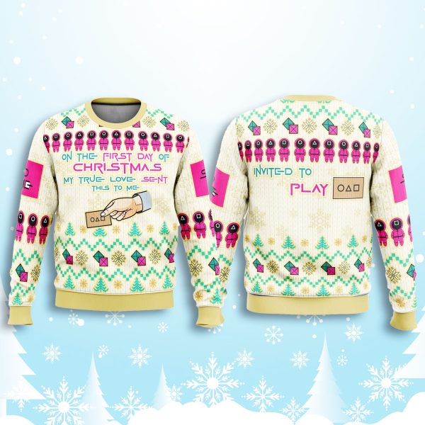 Squid Game On the First Day of Christmas Ugy Sweater 2