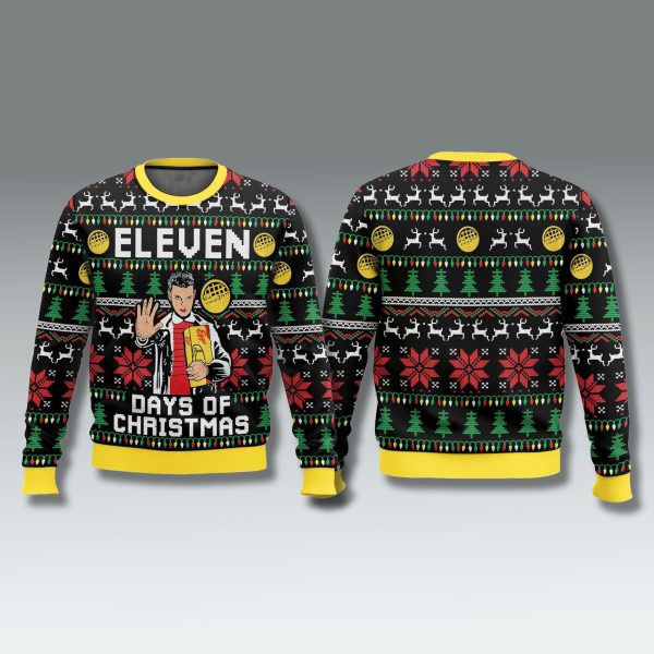 Stranger Things Eleven Days Of Christmas Ugly Sweater 1