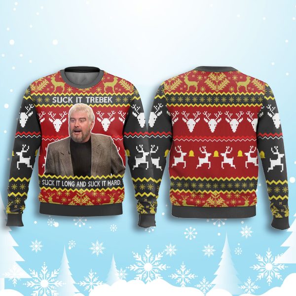 Suck It Trebek Sean Connery SNL Ugly Christmas Sweater 2