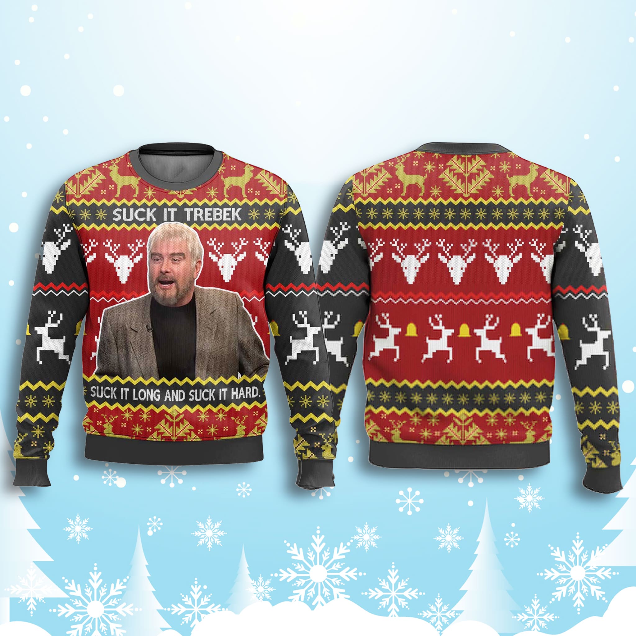 Suck It Trebek Sean Connery SNL Ugly Christmas Sweater 2 Suck It Trebek Sean Connery SNL Ugly Christmas Sweater 2