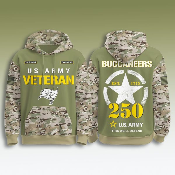 Tampa Bay Buccaneers US Army 250th Anniversary Veteran Hoodie 2