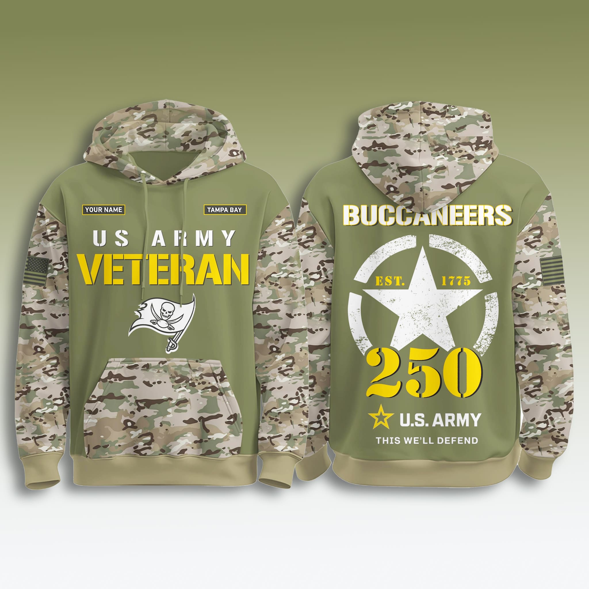 Tampa Bay Buccaneers US Army 250th Anniversary Veteran Hoodie 2 Tampa Bay Buccaneers US Army 250th Anniversary Veteran Hoodie 2
