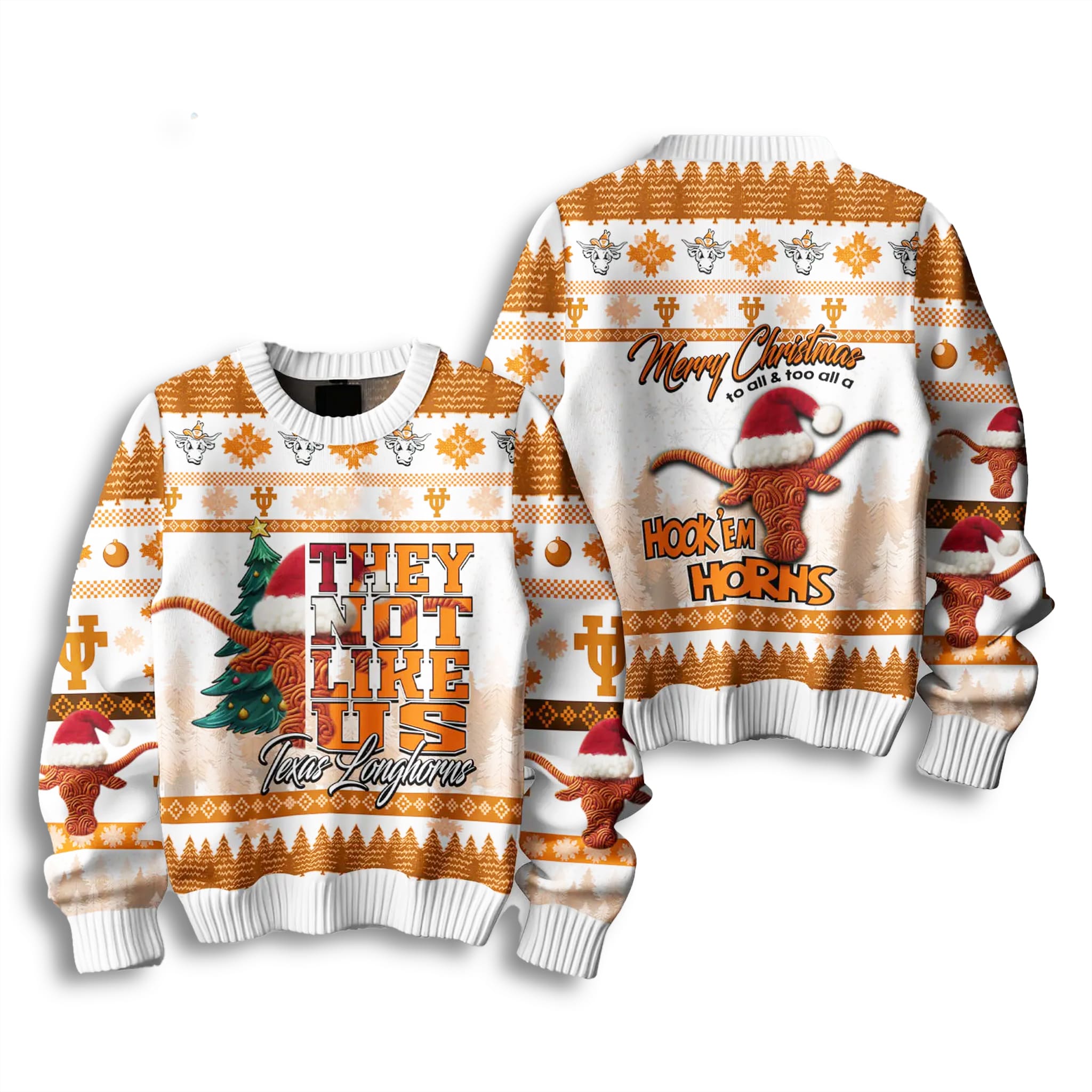 Texas Longhorn They Not Like Us Ugly Christmas Sweater 2 Texas Longhorn They Not Like Us Ugly Christmas Sweater 3