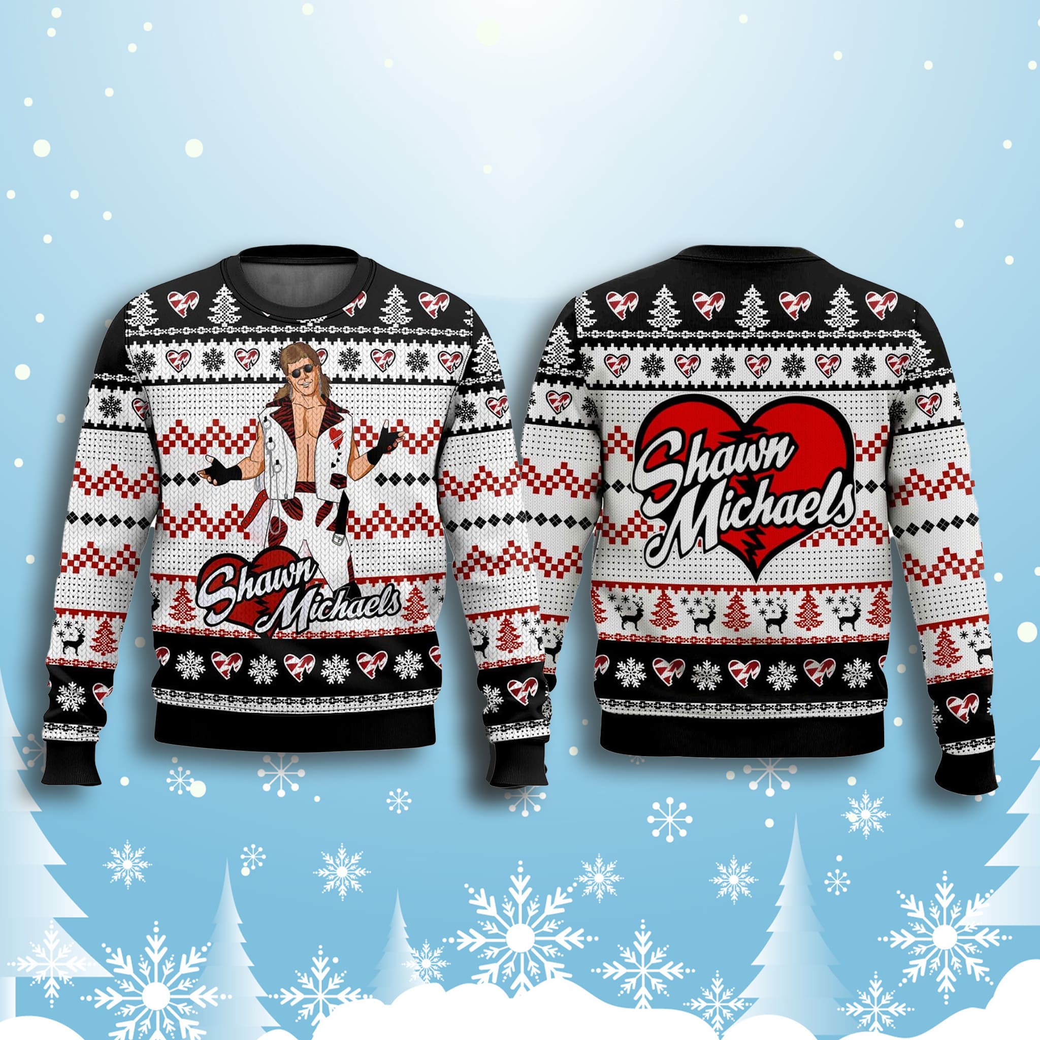 The Heartbreak Kid Shawn Michaels Christmas Ugly Sweater 3 The Heartbreak Kid Shawn Michaels Christmas Ugly Sweater 3