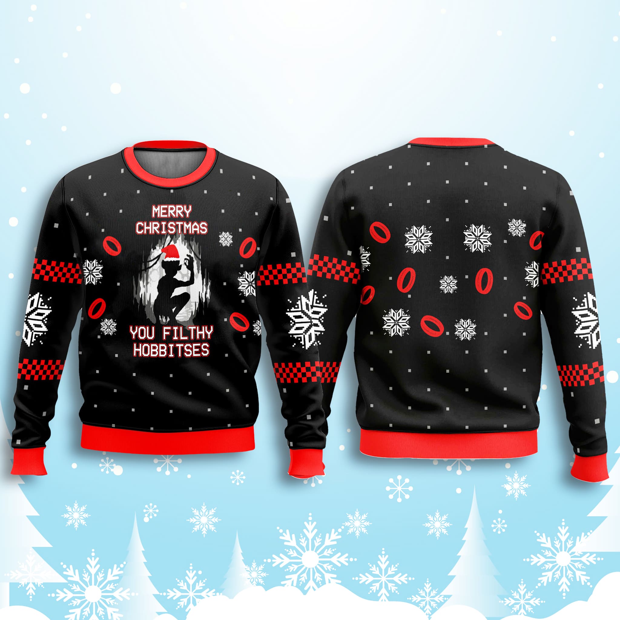 The Lord Of The Rings Gollum Filthy Hobitses Ugly Christmas Sweater 2 The Lord Of The Rings Gollum Filthy Hobitses Ugly Christmas Sweater 2