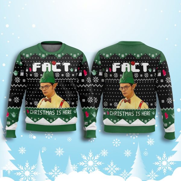 The Office Dwight Schrute Fact Christmas Is Here Ugly Sweater 2