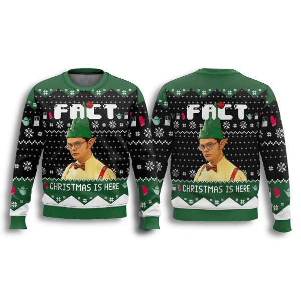 The Office Dwight Schrute Fact Christmas Is Here Ugly Sweater 3
