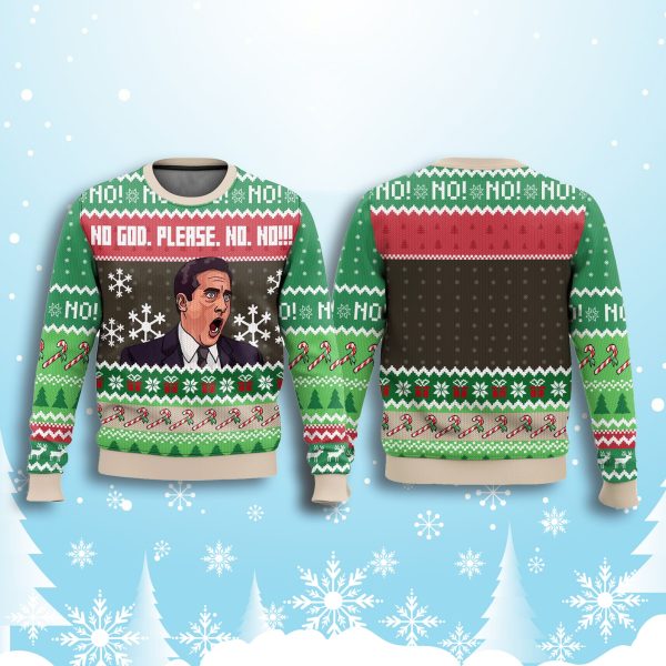 The Office Michael Scott No God Please Christmas Ugly Sweater 2
