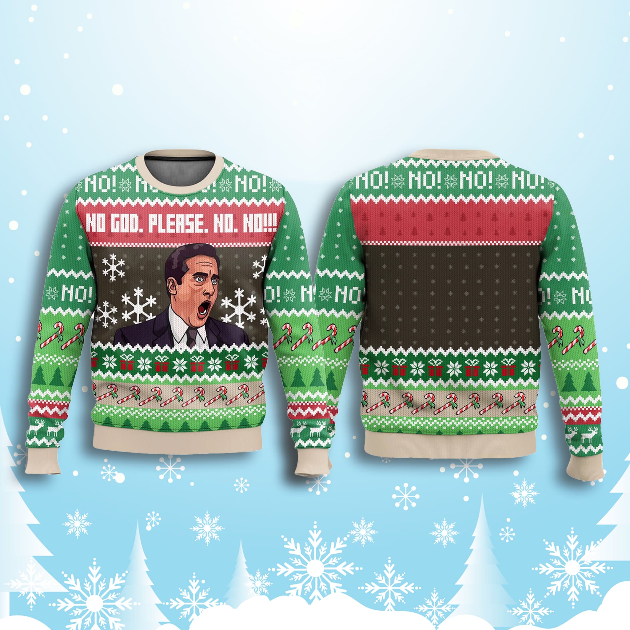 The Office Michael Scott No God Please Christmas Ugly Sweater 2 The Office Michael Scott No God Please Christmas Ugly Sweater 2