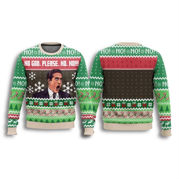 The Office Michael Scott No God Please Christmas Ugly Sweater 3