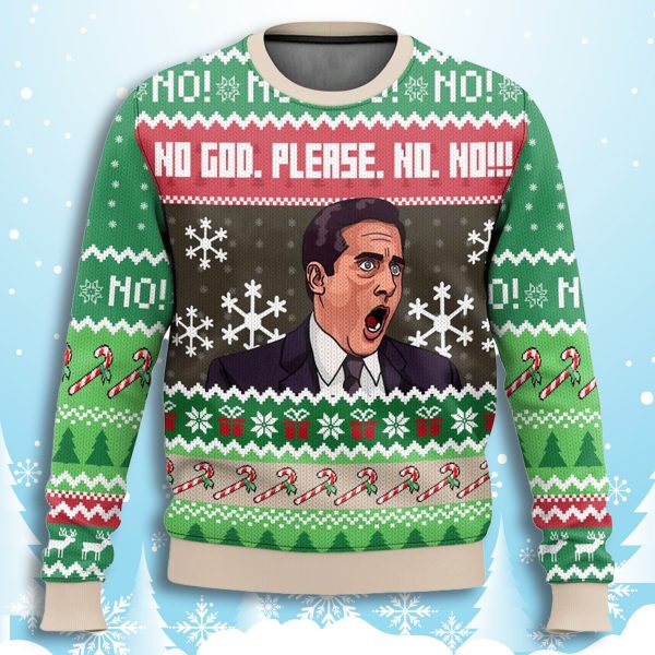 The Office Michael Scott No God Please Christmas Ugly Sweater