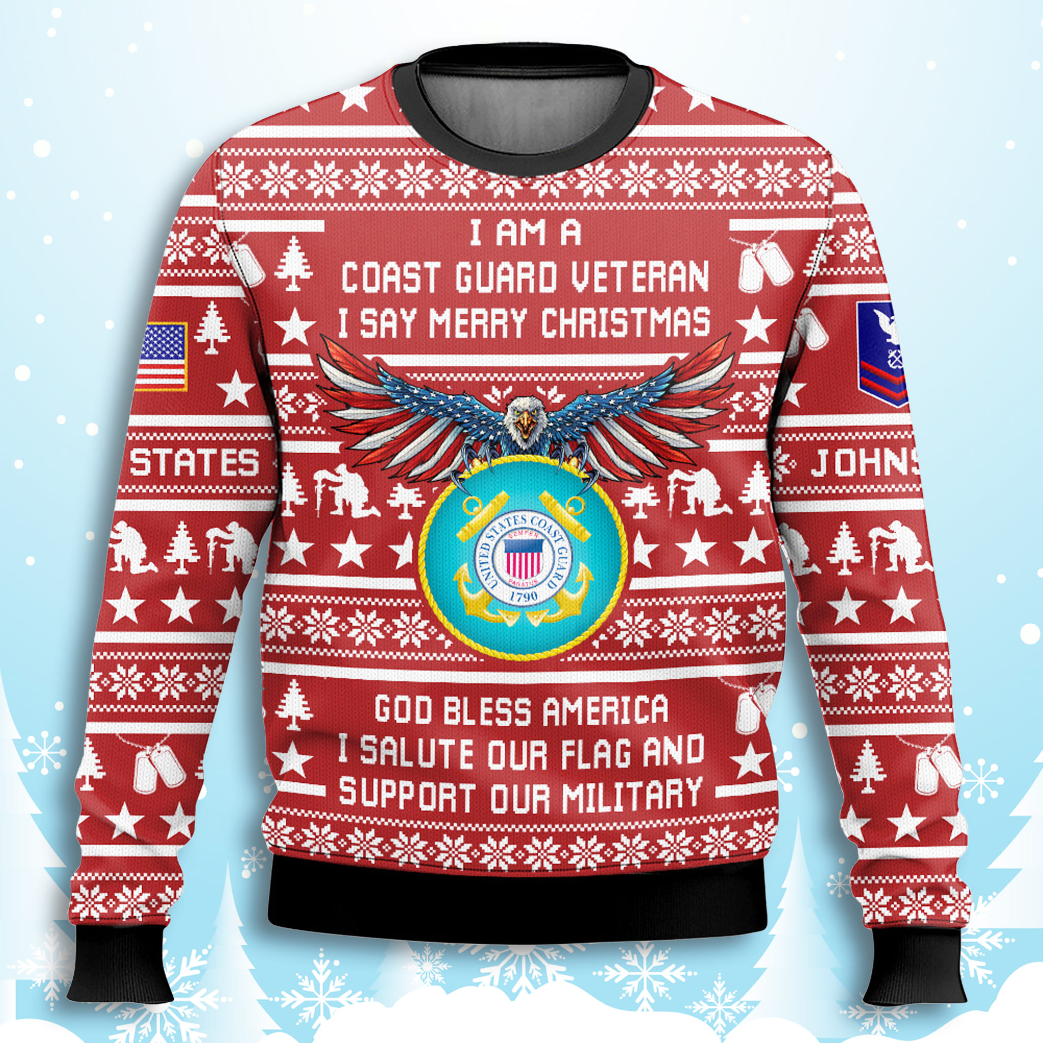 US Coast Guard Veteran God Bless America Ugly Christmas Sweater 3 US Coast Guard Veteran God Bless America Ugly Christmas Sweater