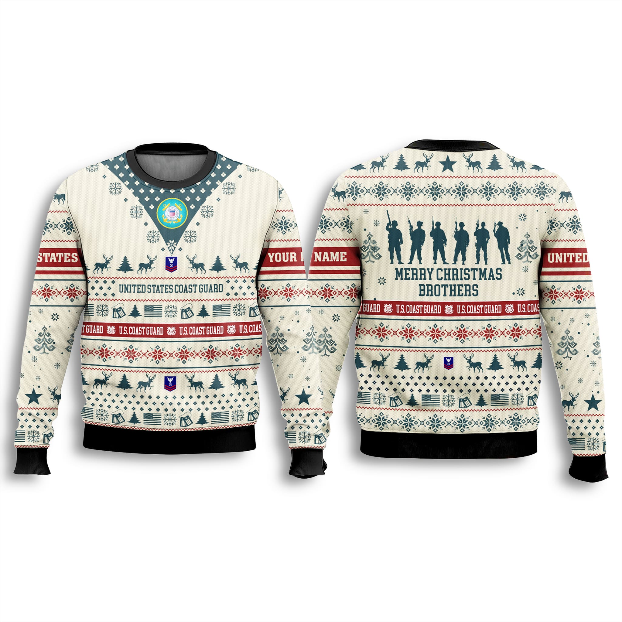 US Coast Guard Veteran Merry Christmas Brothers Ugly Sweater 2 US Coast Guard Veteran Merry Christmas Brothers Ugly Sweater 3