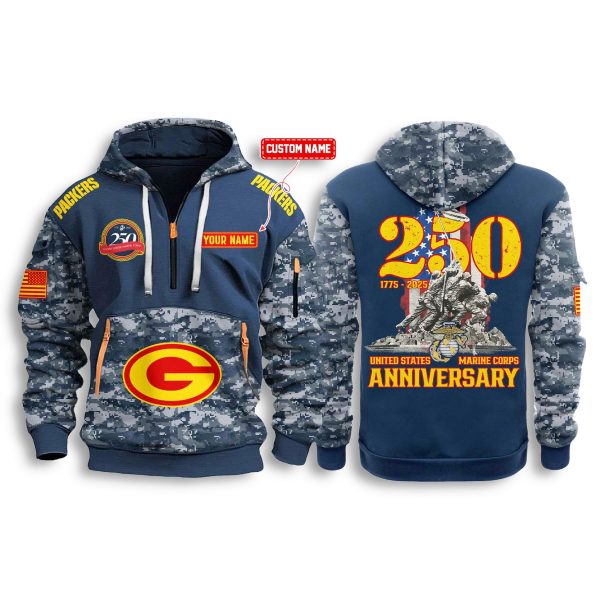 US Marine Corps 250th Birthday Packers Zip Hoodie