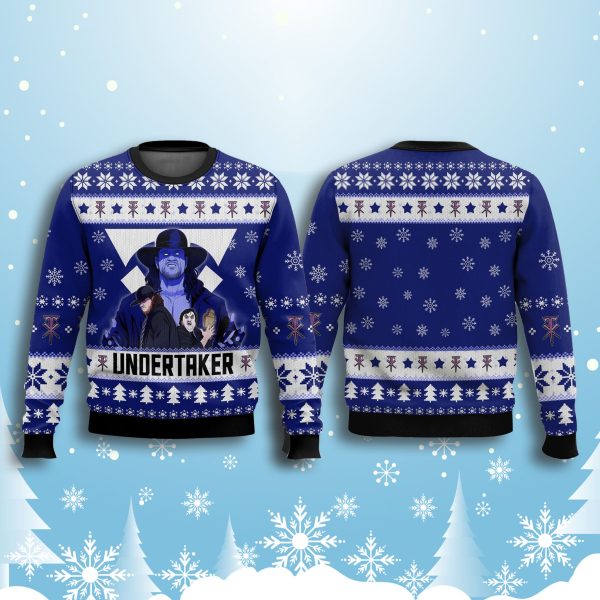 Undertaker Blue Ugly Christmas Sweater 2