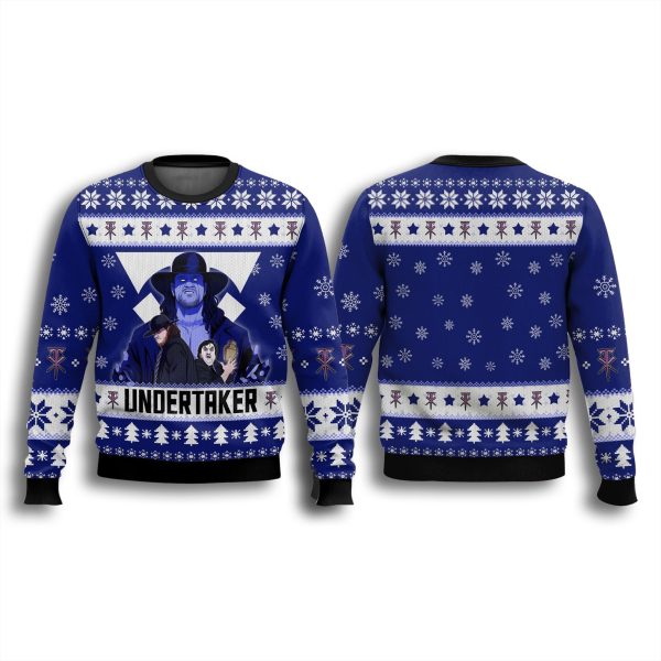Undertaker Blue Ugly Christmas Sweater 3