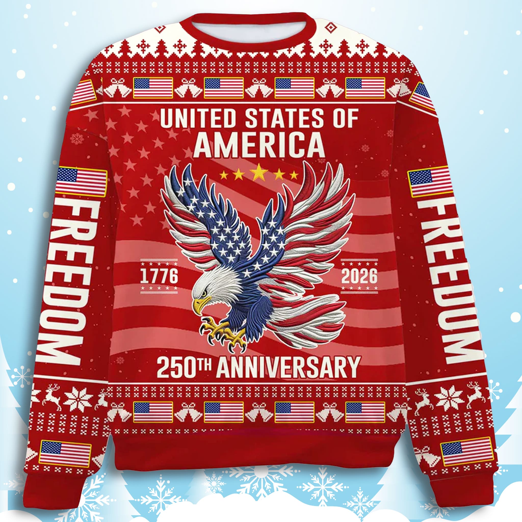 United States of America 250th Anniversary Ugly Christmas Sweater 1 United States of America 250th Anniversary Ugly Christmas Sweater 2