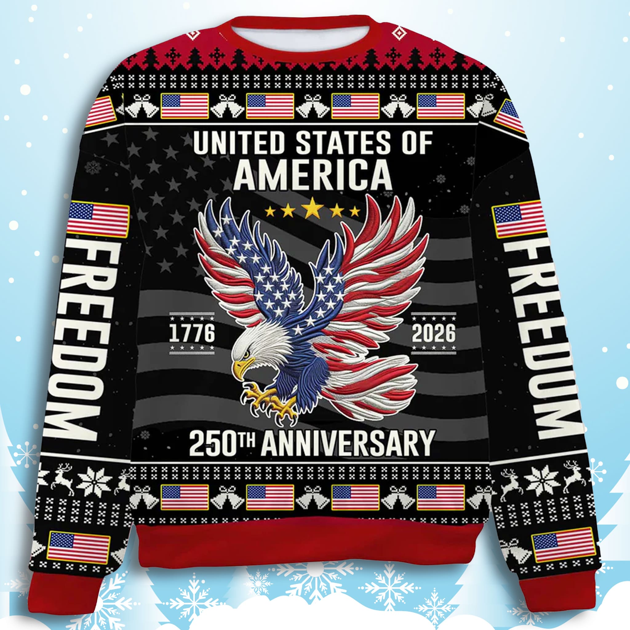 United States of America 250th Anniversary Ugly Christmas Sweater 3 United States of America 250th Anniversary Ugly Christmas Sweater 3