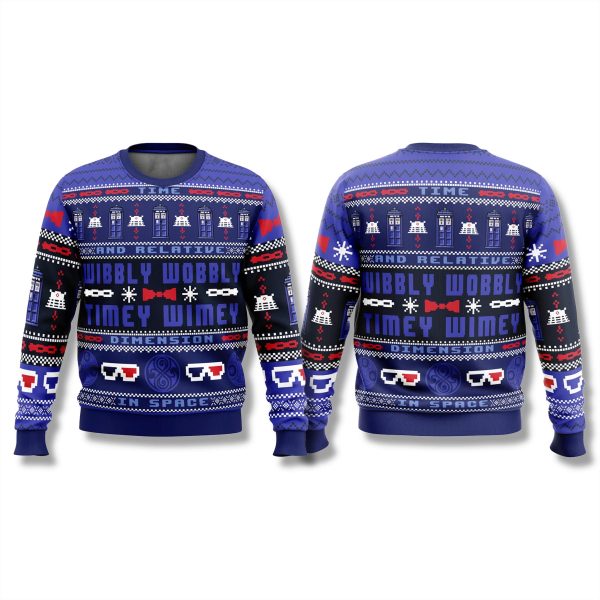 Wibbly Wobbly Timey Wimey Doctor Who Ugly Christmas Sweater 1