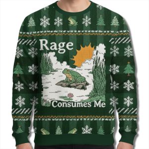 Rage Consumes Me Frog Ugly Christmas Sweater 2