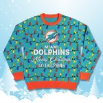2025 Go Dolphins Fairy Lights Ugly Christmas Sweater