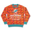 2025 Go Dolphins Fairy Lights Ugly Christmas Sweater