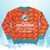 2025 Go Dolphins Fairy Lights Ugly Christmas Sweater 3
