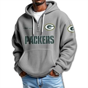 Green Bay Packers Quarter Zip Waffle Hoodie 2025 1