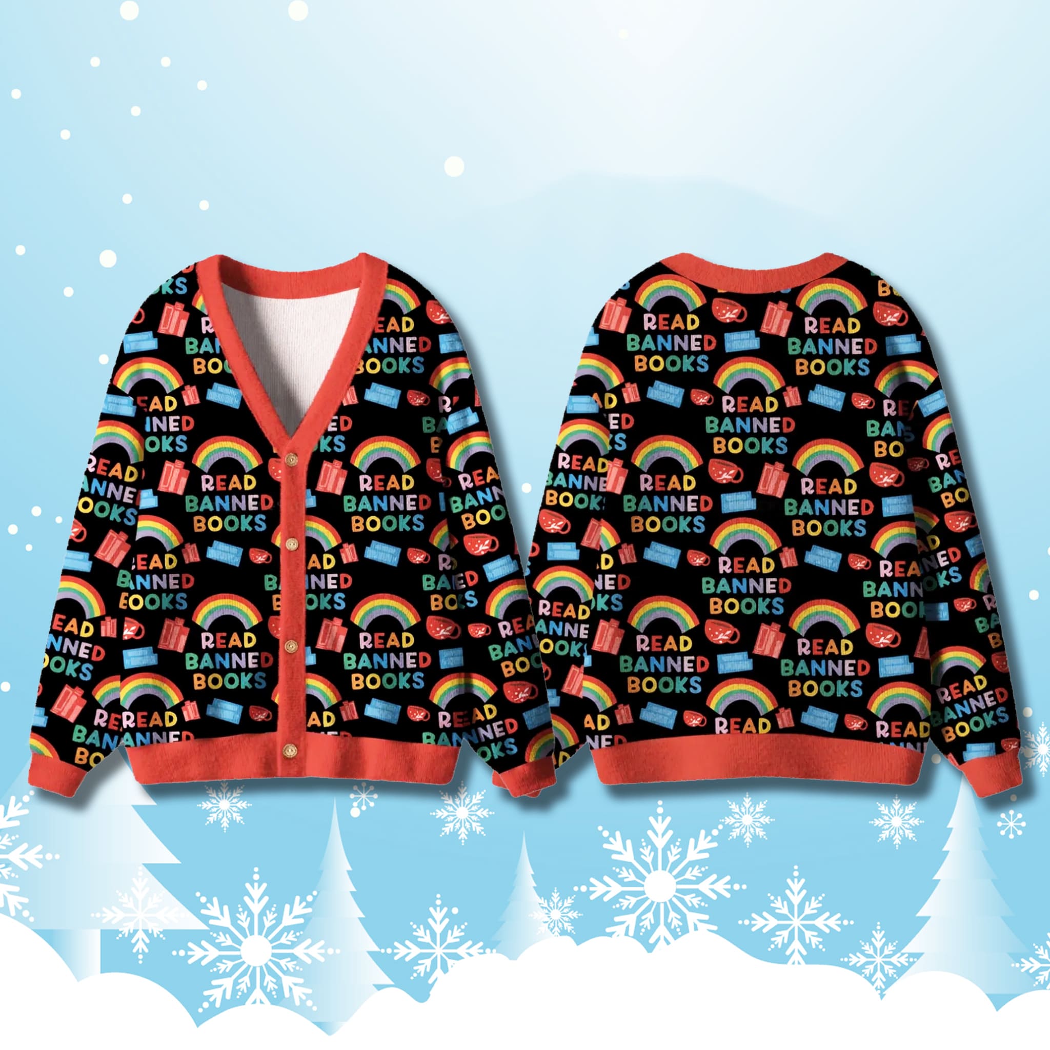 Read Banned Books Ugly Cardigan Sweater 2 Read Banned Books Ugly Cardigan Sweater 2