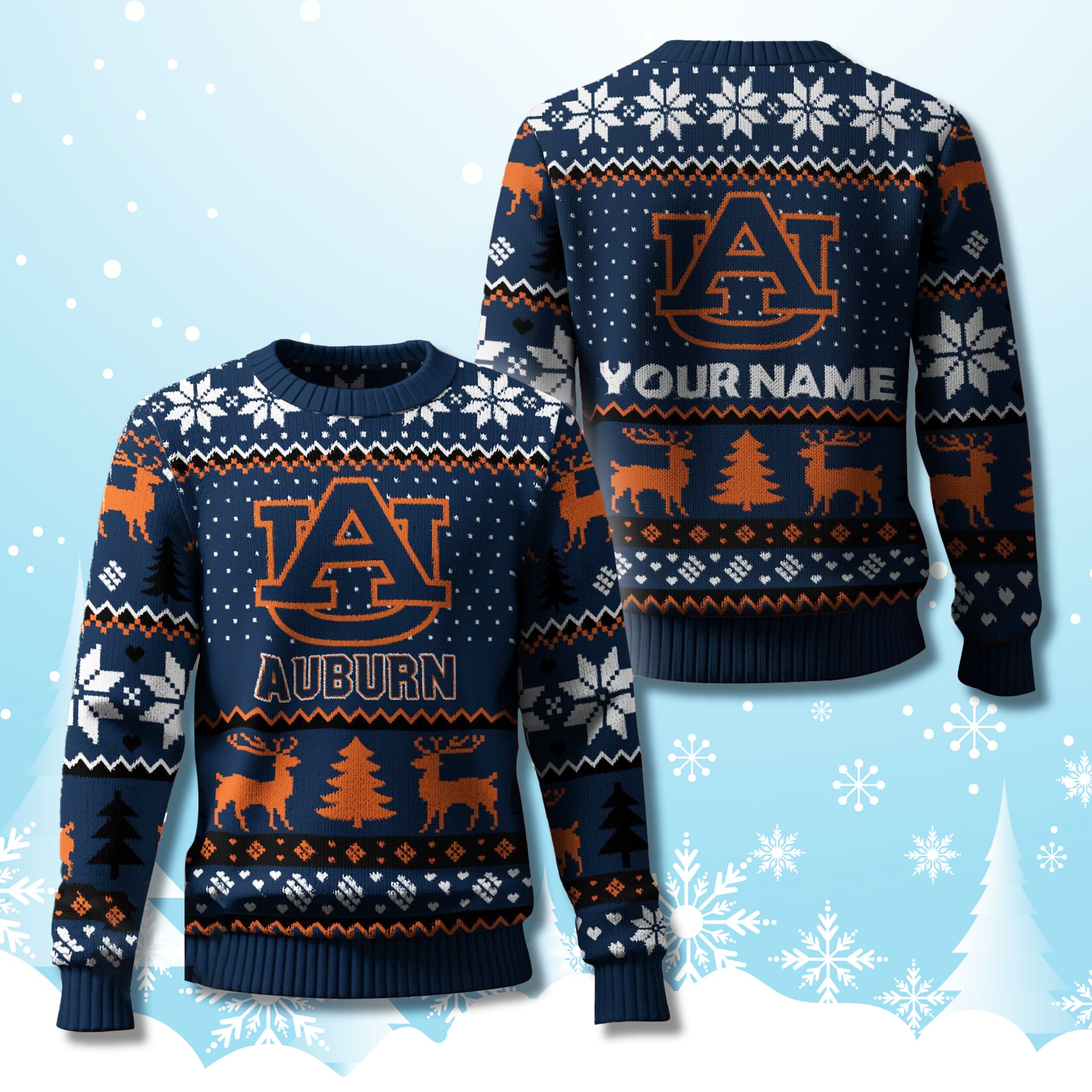 Auburn Tigers Christmas Personalized Ugly Sweater 2025 2 Auburn Tigers Christmas Personalized Ugly Sweater 2025 2