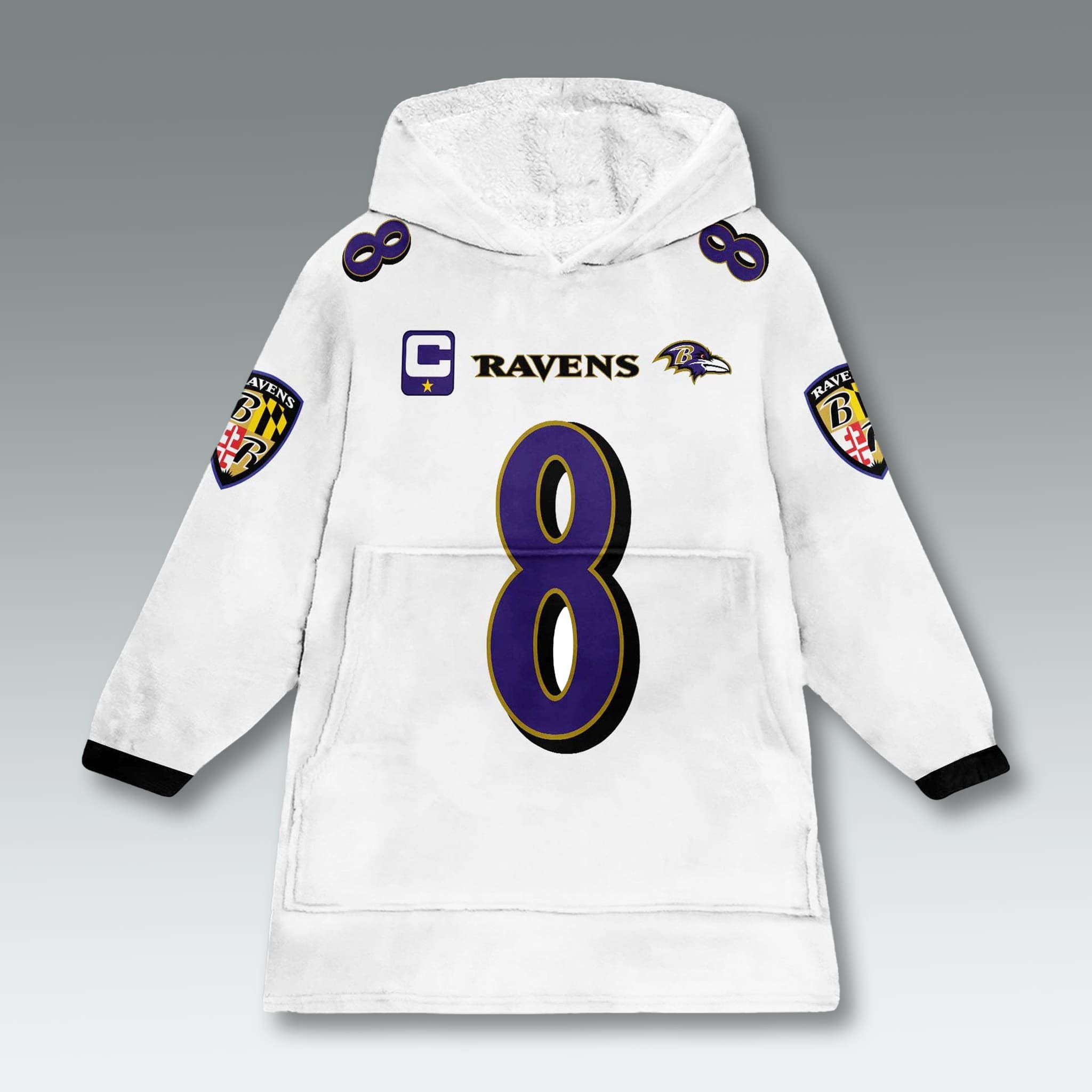 Ravens Captain Patch Blanket Hoodie 1 Baltimore Ravens Captain Patch Blanket Hoodie 2