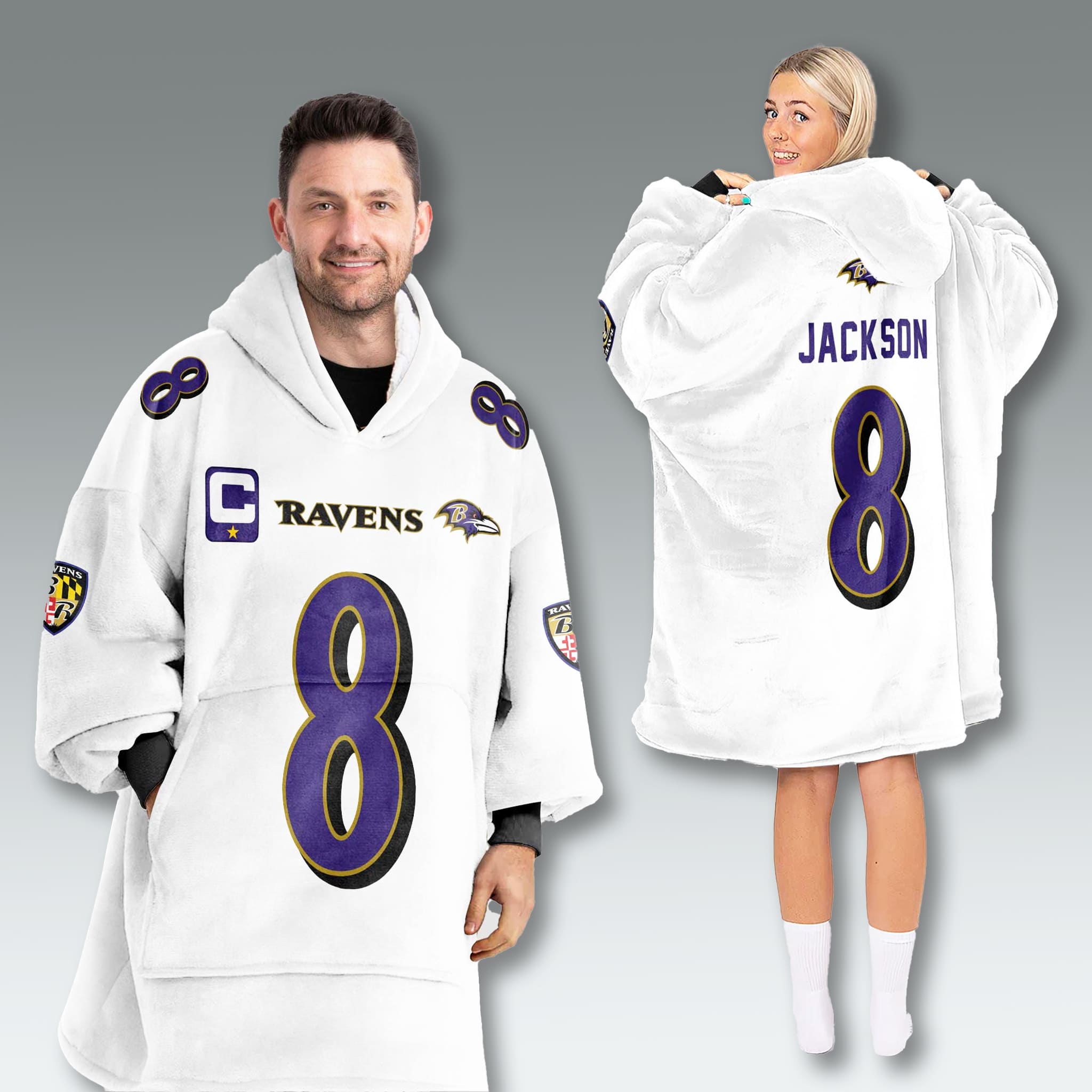 Baltimore Ravens Captain Patch Blanket Hoodie Baltimore Ravens Captain Patch Blanket Hoodie