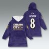 Baltimore Ravens Charm City Football Blanket Hoodie 4