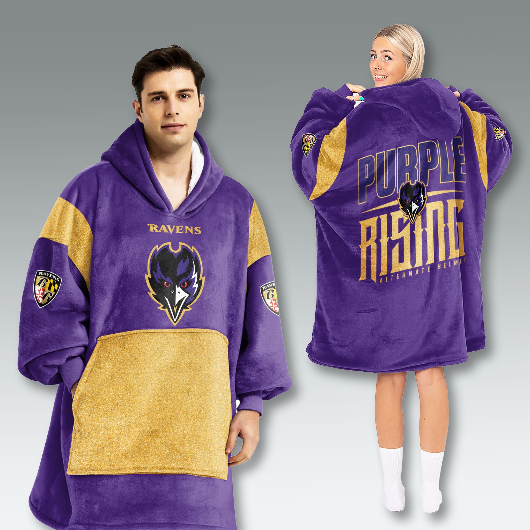 Baltimore Ravens Purple Rising Blanket Hoodie 3 Baltimore Ravens Purple Rising Blanket Hoodie 3