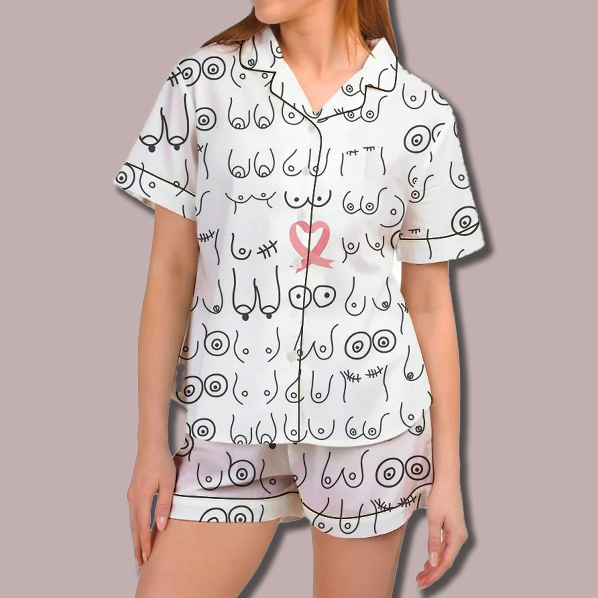 Breast Cancer Awareness Month Satin Pajama Set 2 Breast Cancer Awareness Month Satin Pajama Set 2