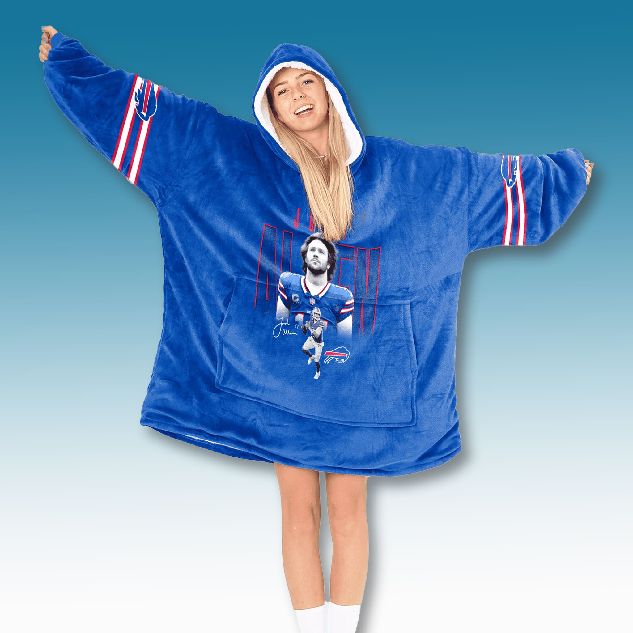 Bills Josh Allen 17 Blanket Hoodie 3 Buffalo Bills Josh Allen 17 Blanket Hoodie 4