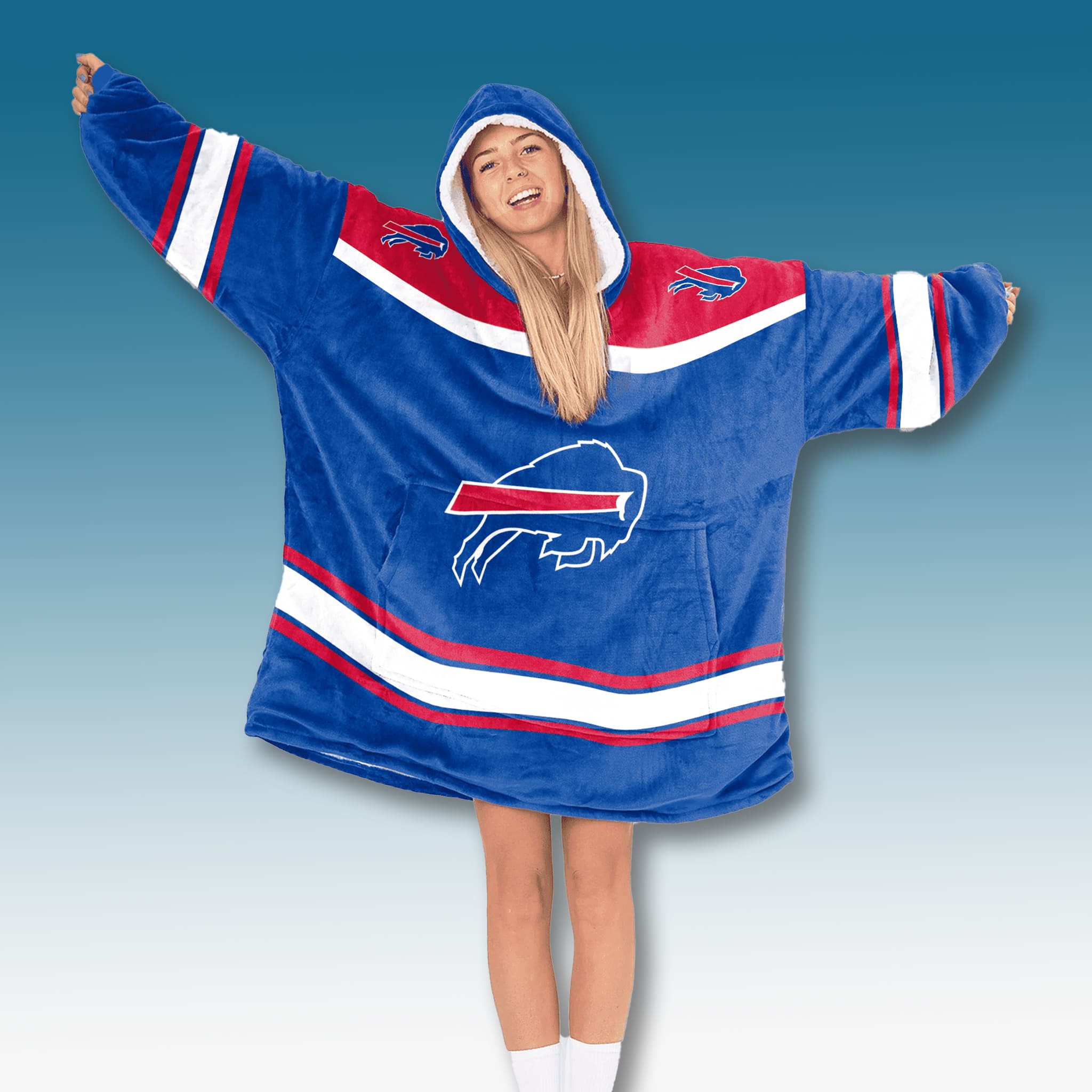 Bills Retro Blue Custom Blanket Hoodie 3 Buffalo Bills Retro Blue Custom Blanket Hoodie 4