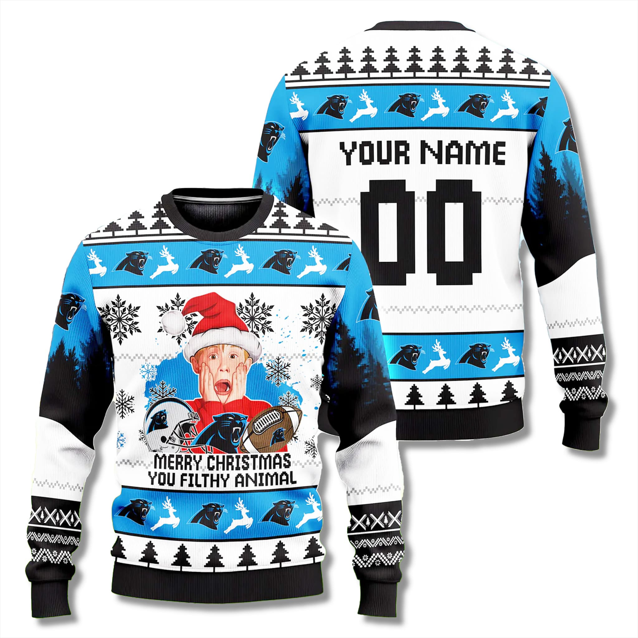 Panthers Home Alone Ugly Christmas Sweater 2 Carolina Panthers Home Alone Ugly Christmas Sweater