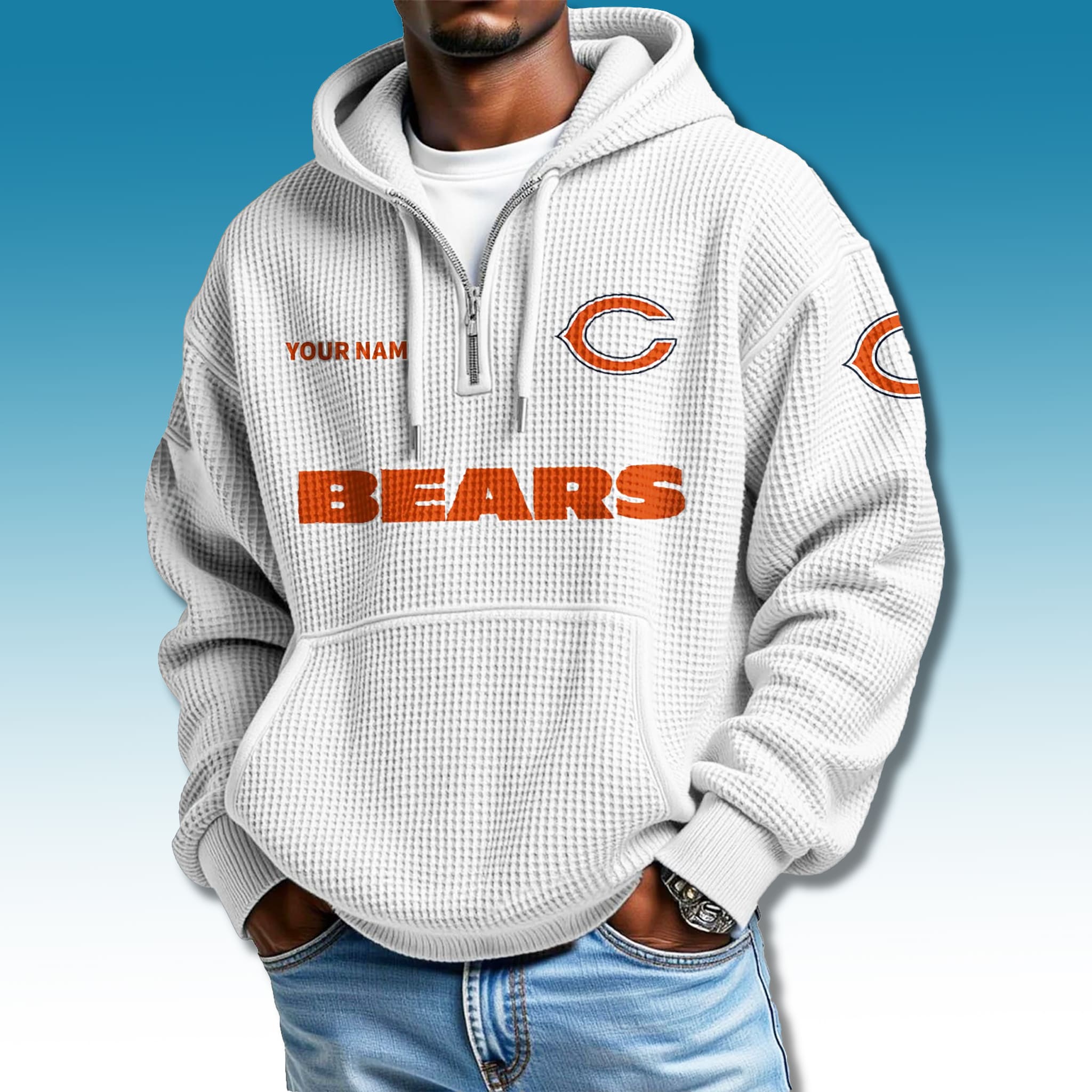 Bears Waffle Quarter Zip Hoodie 2025 1 Chicago Bears Quarter Zip Waffle Hoodie 2025 1