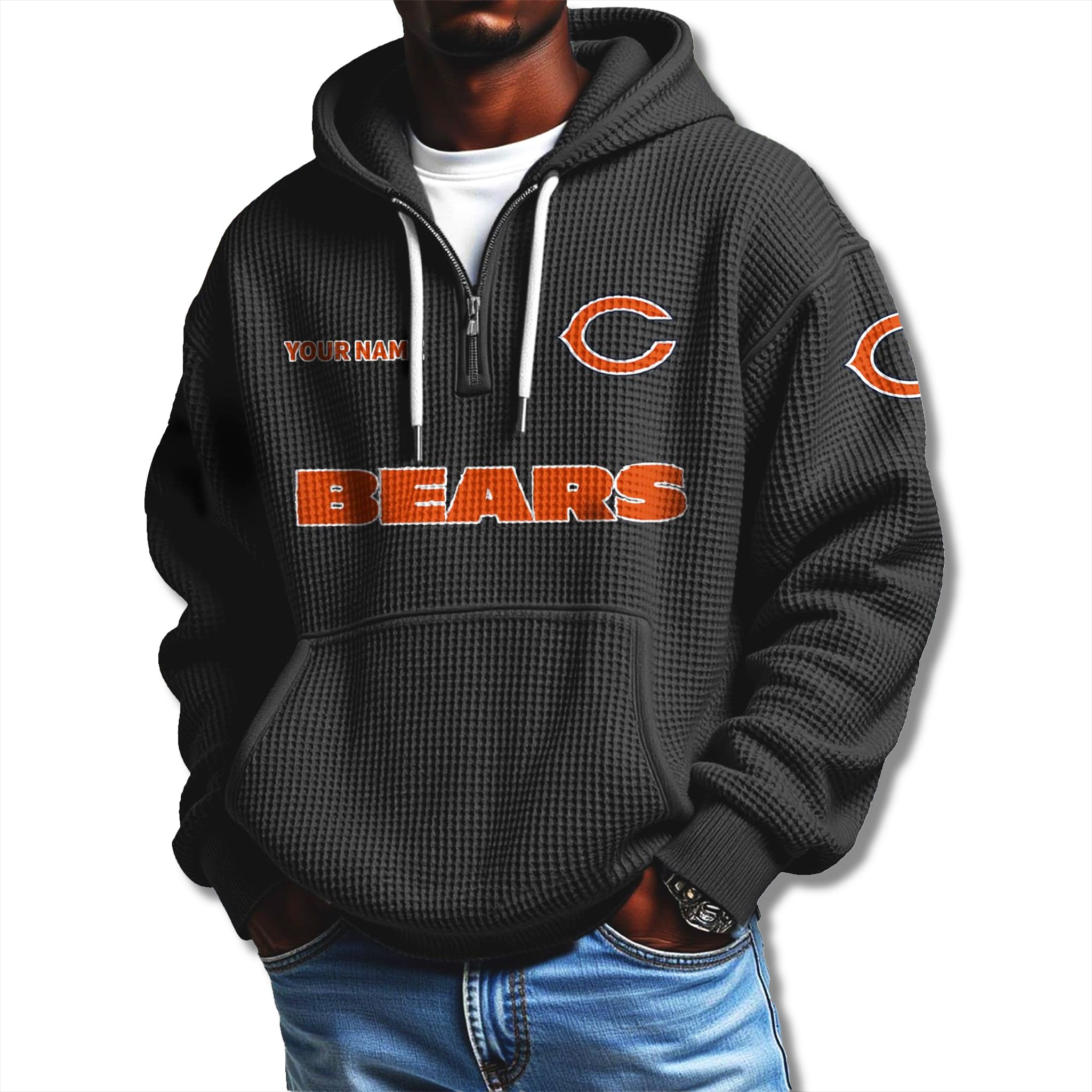 Bears Waffle Quarter Zip Hoodie 2025 2 Chicago Bears Quarter Zip Waffle Hoodie 2025 2