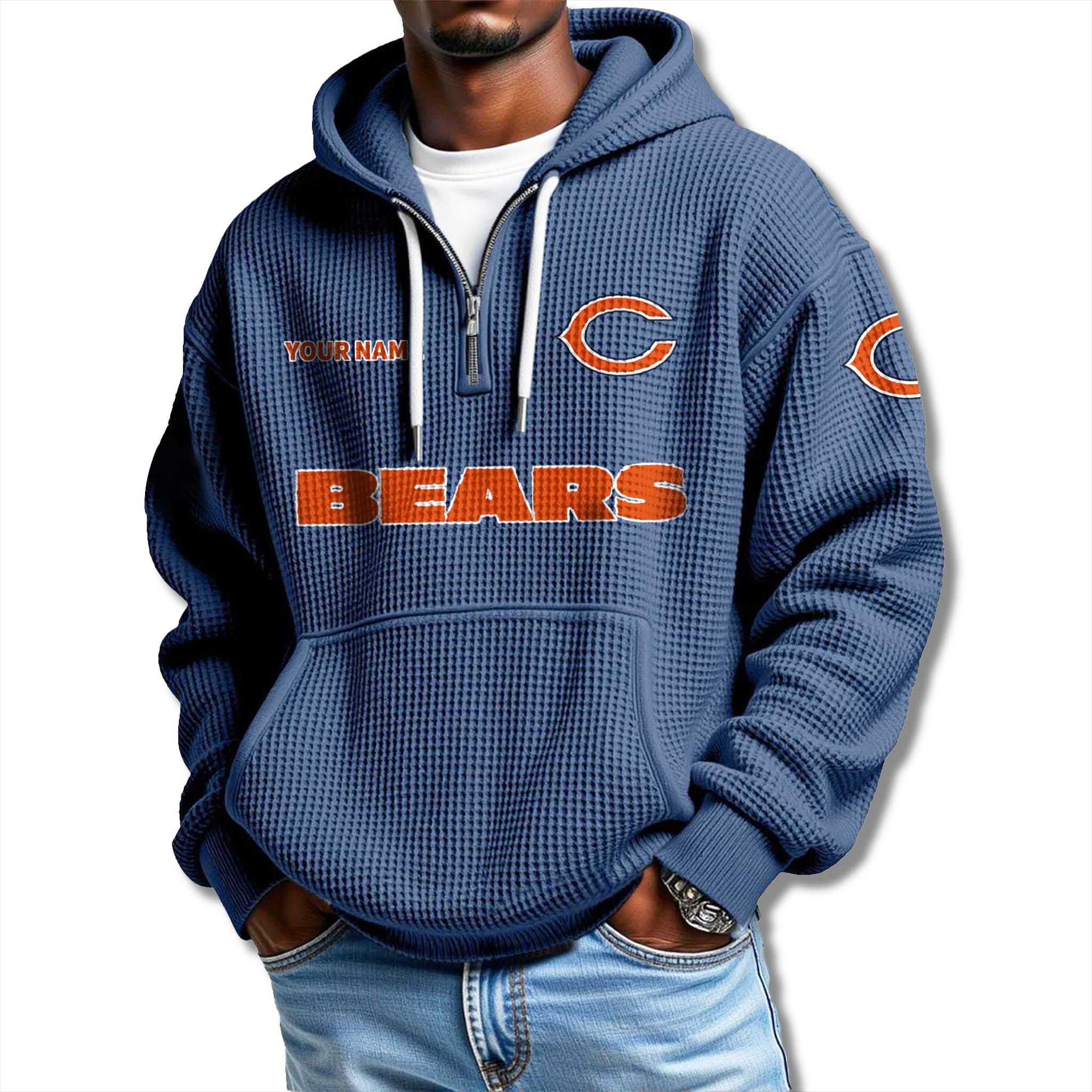 Bears Waffle Quarter Zip Hoodie 2025 3 Chicago Bears Quarter Zip Waffle Hoodie 2025 3