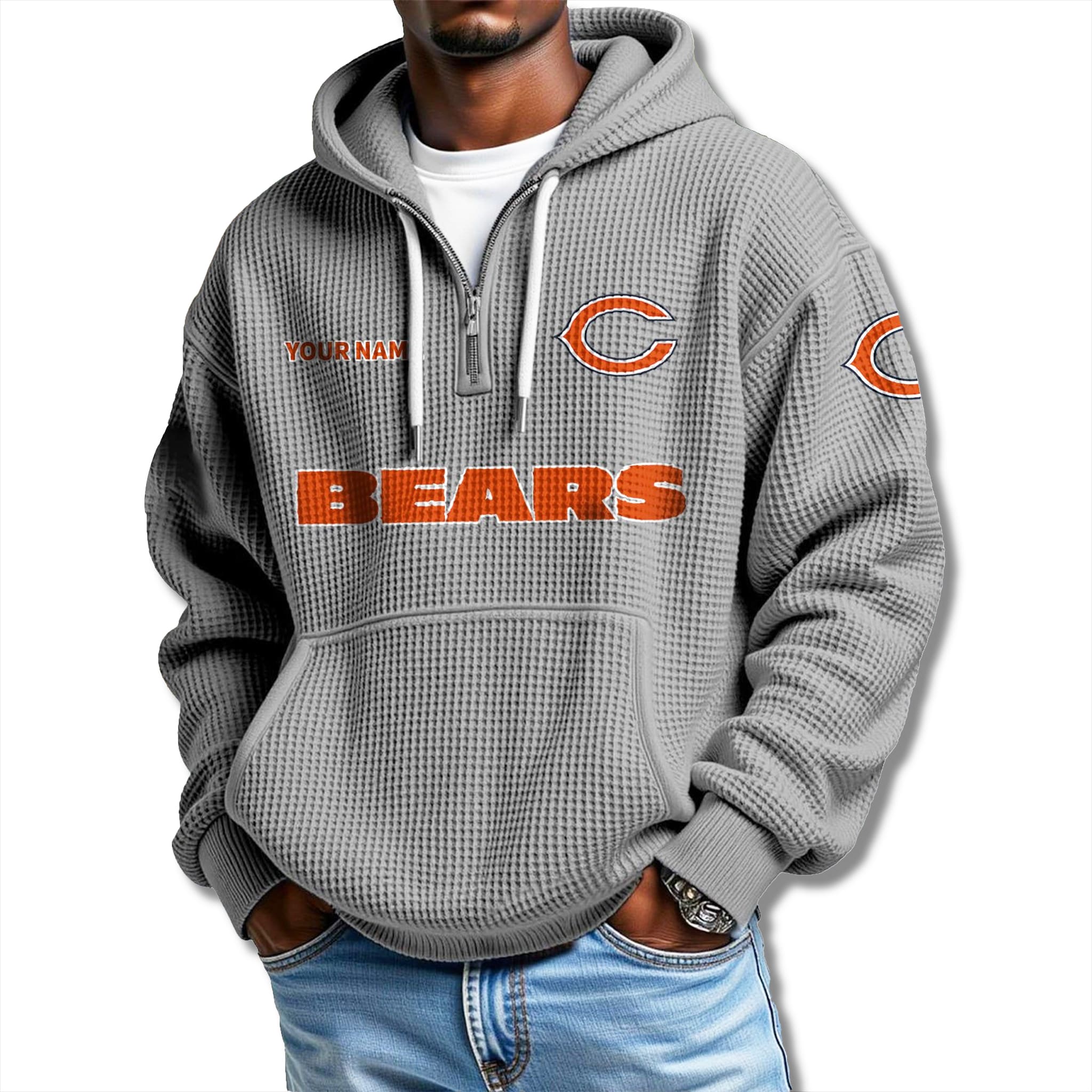 Chicago Bears Quarter Zip Waffle Hoodie 2025 4 Chicago Bears Quarter Zip Waffle Hoodie 2025 4