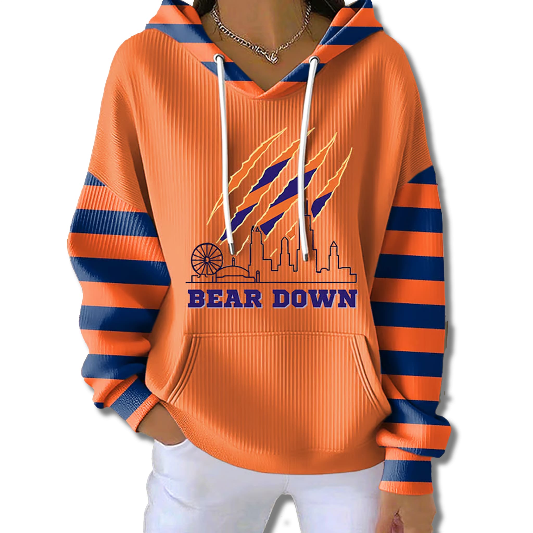 Chicago Football Bear Down Waffle Hoodie Chicago Football Bear Down Waffle Hoodie