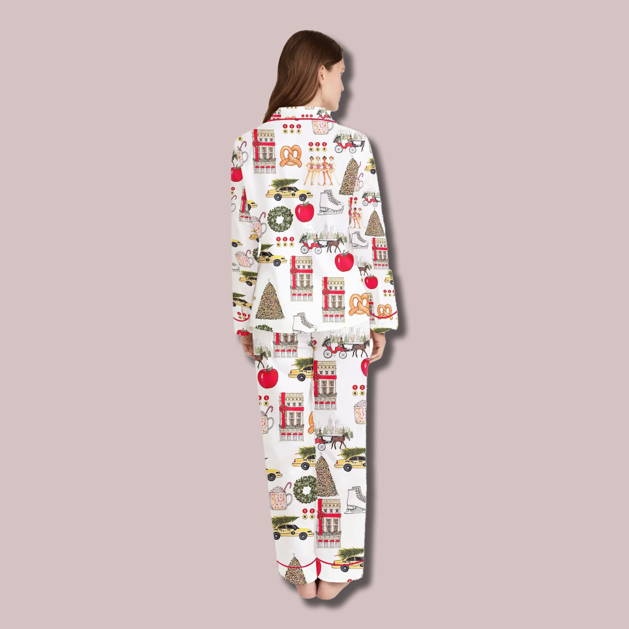 Christmas in New York Silky Satin Pajama Set Christmas in New York Silky Satin Pajama Set