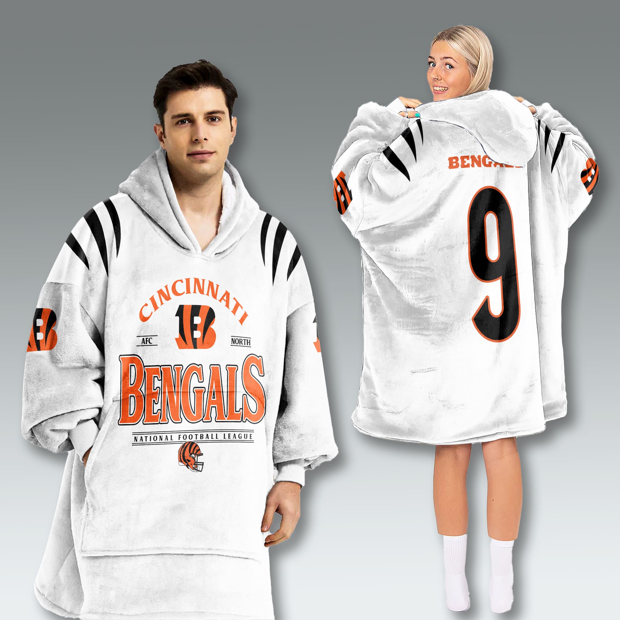 Cincinnati Bengals AFC North Football Vintage Blanket Hoodie 1 Cincinnati Bengals AFC North Football Vintage Blanket Hoodie 2