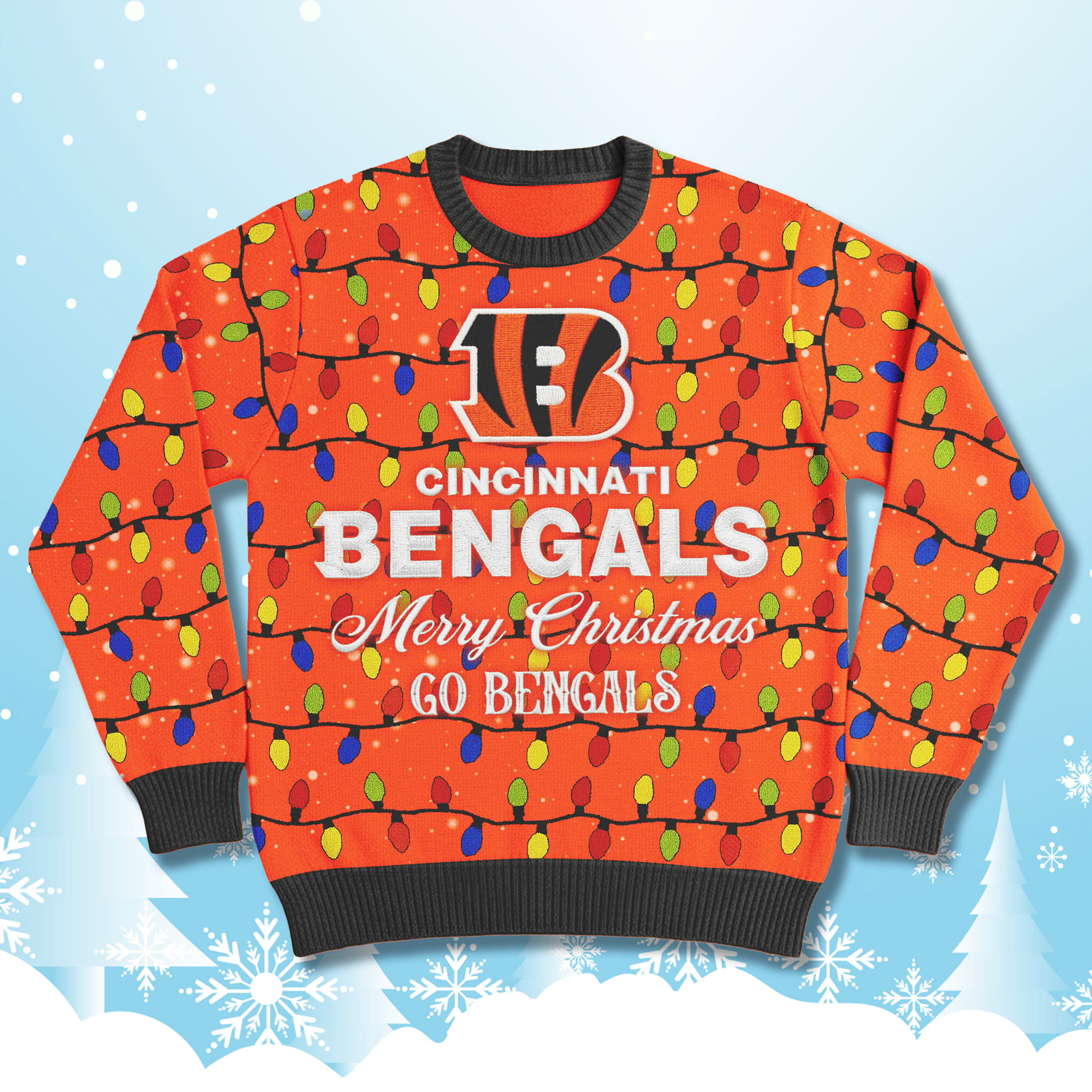 Cincinnati Bengals Go Bengals Ugly Christmas Sweater 2 Cincinnati Bengals Go Bengals Ugly Christmas Sweater 2