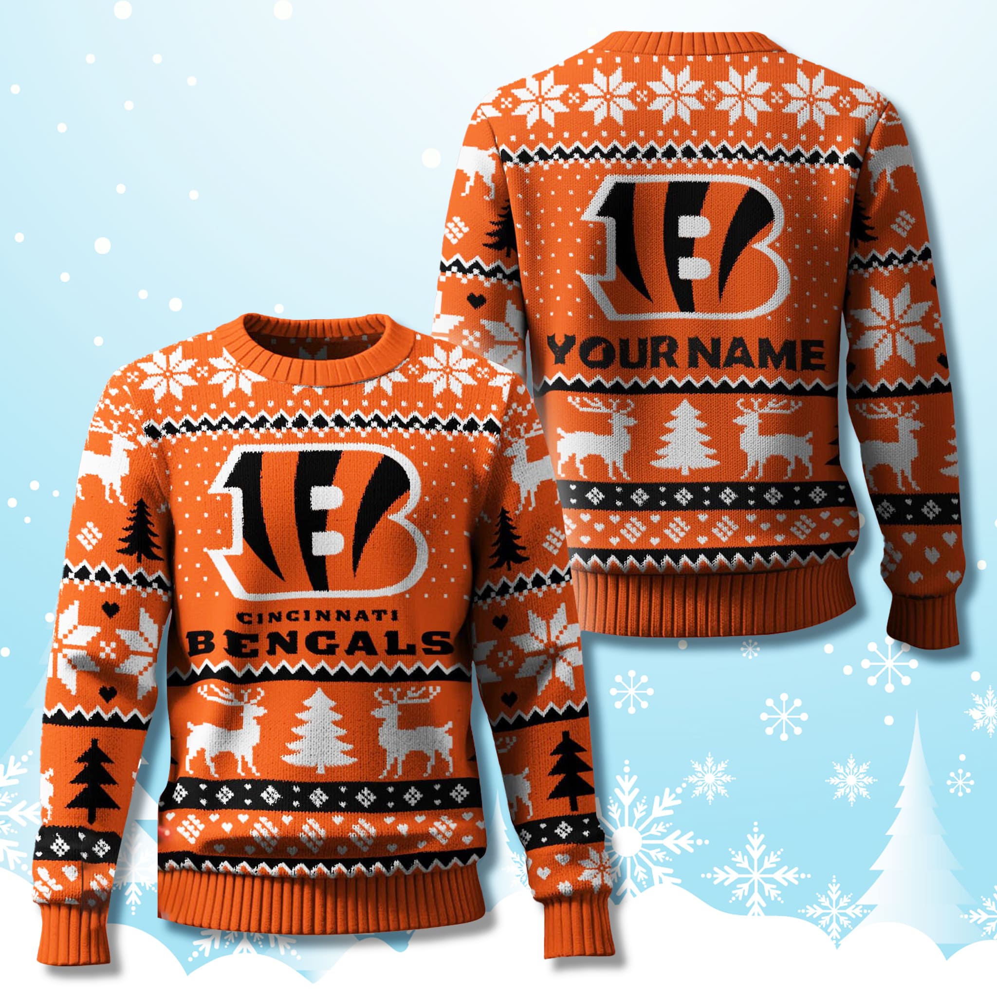 Cincinnati Bengals Personalized Ugly Christmas Sweater 2025 1 Cincinnati Bengals Personalized Ugly Christmas Sweater 2025 1